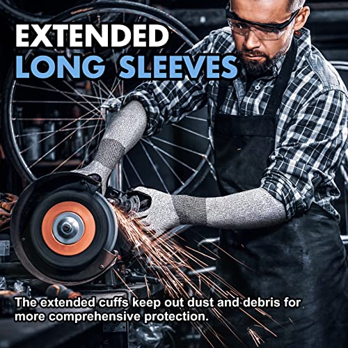 Evridwear Cut Resistant Gloves With Arm Protection Sleeves, Work Sleeves With Nitrile Coated Safety Work Gloves, Seamless Knit Glove With Grip For Men, Mechanix Gloves Industrial Gloves (Black, Large) #TOP4