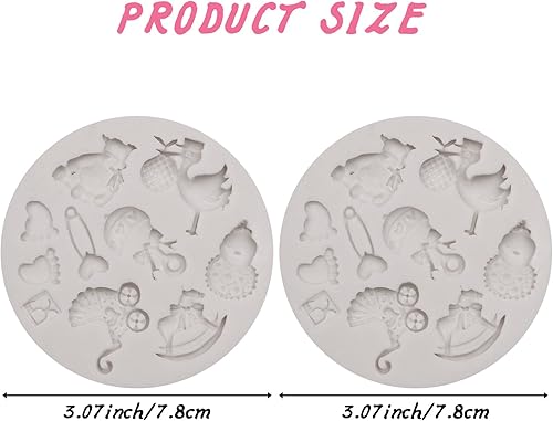 Miniatura 2 de Molde de silicona para baby shower, moldes de fondant con diseño de artículos de bebé, juego de 2, gris