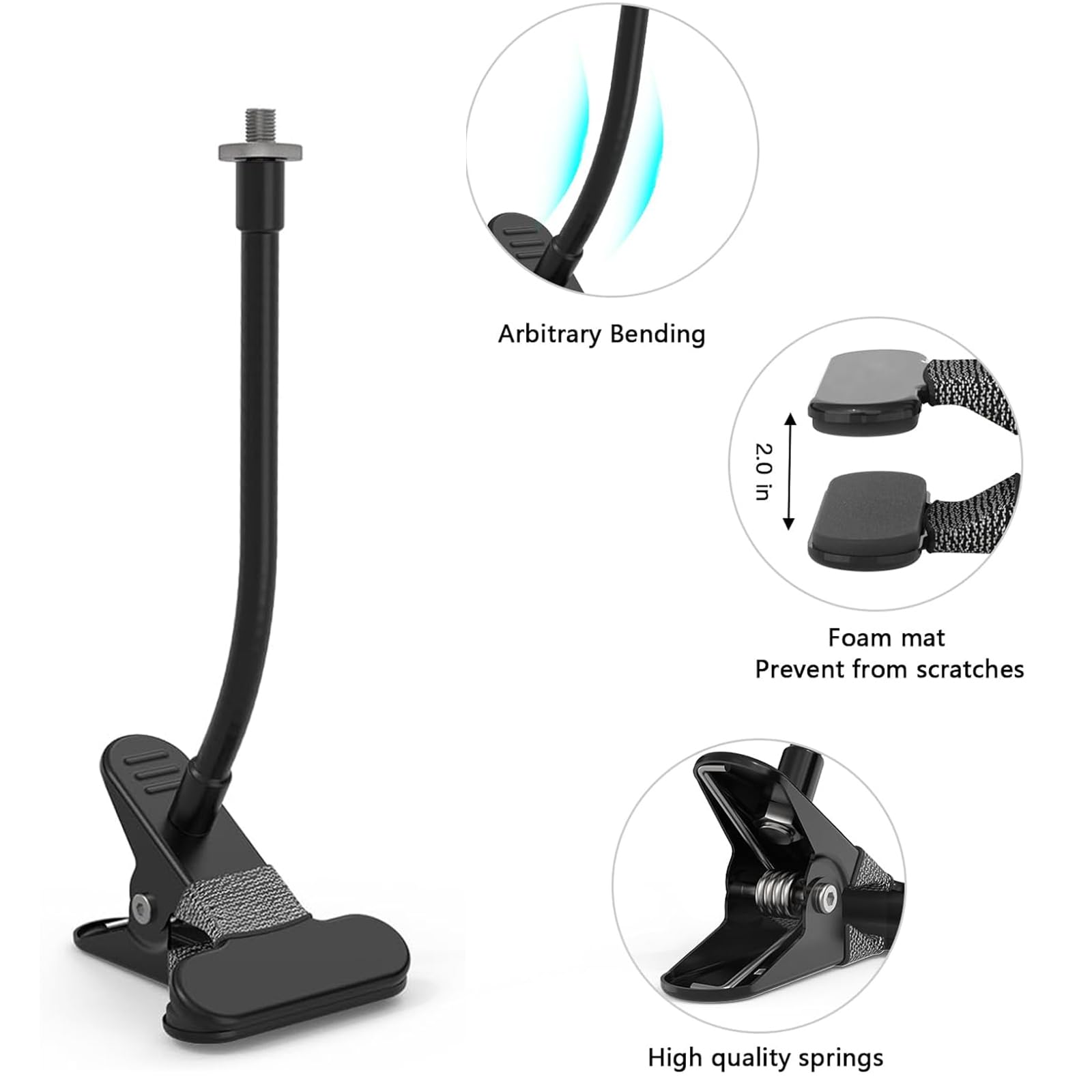 Support Flexible Pour Caméra De Sécurité ZT-NET 80 Cm - Pince Sans Perçage, Compatible Plupart Caméras 1/4"