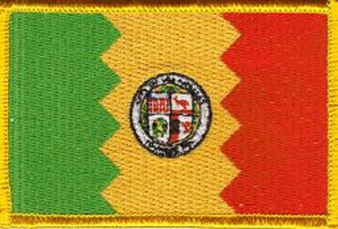 Los Angeles Flag Patch, Measures 3.50" x 2.25", USA and International State Embroidered Iron On or Sew On Flag Patch Emblems 20 Patch Options Available (Los Angeles)
