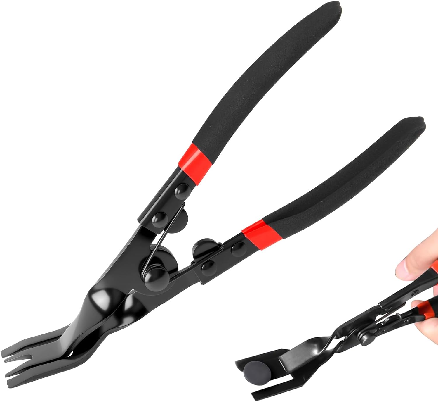 2 in 1 Panel Clip Removal Pliers,Automotive Trim Clip Removal Tool with Flat Jaw & Spring Action,Professional Car Clips Pliers for Headlight/Door Panel/Upholstery Trim Clips/Push Pin