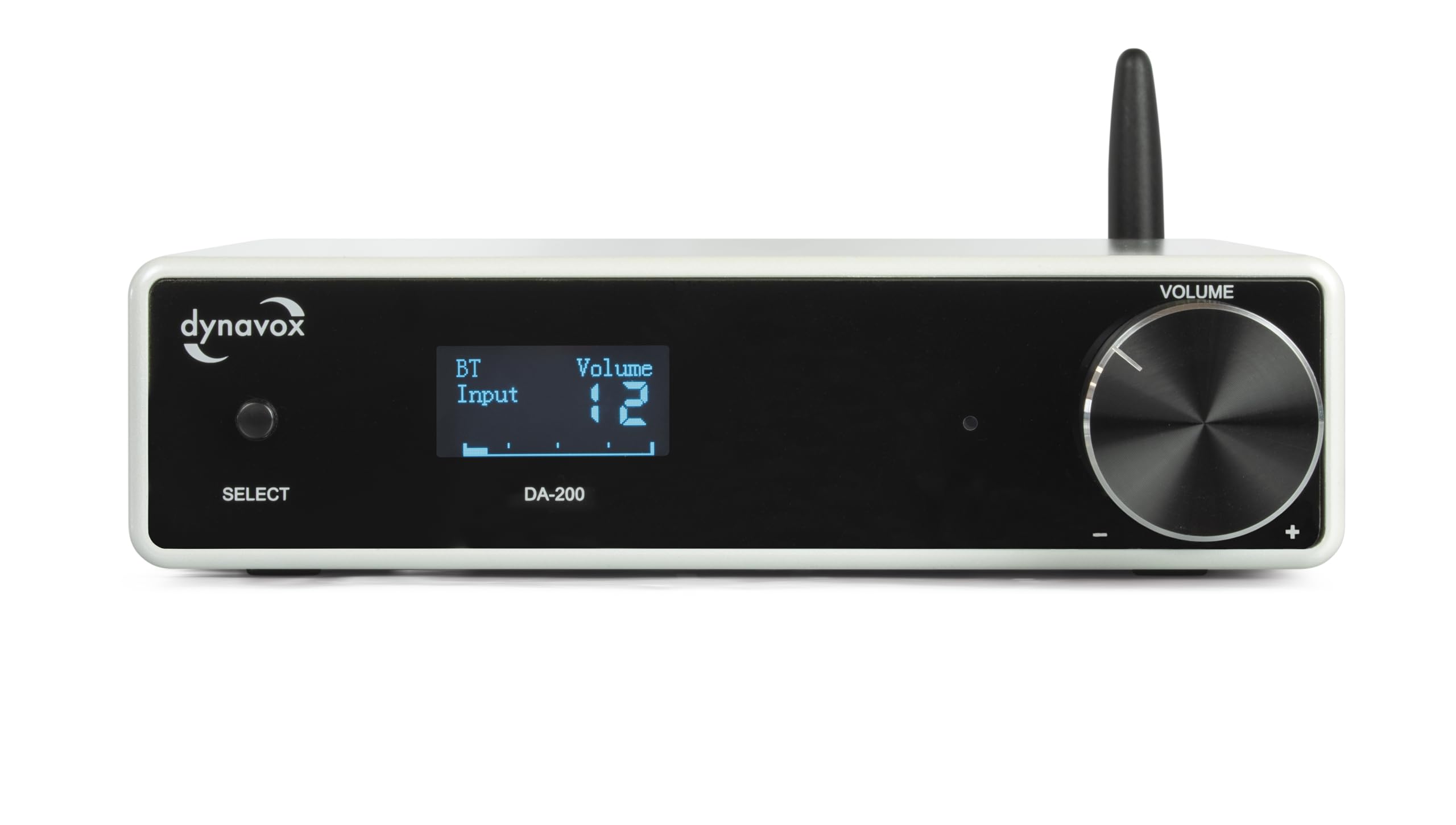 Dynavox DA-200 - Amplificador de Alta fidelidad, Compacto Amplificador Digital estéreo Clase D con BT 5.0, USB DAC, óptico y coaxial, Salida de subwoofer, Elegante Carcasa de Aluminio, Ideal para