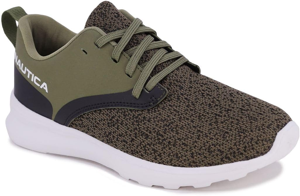 Nautica Women Fashion Sneaker Lace-Up Jogger Running Shoe-Senka-Olive Size-9