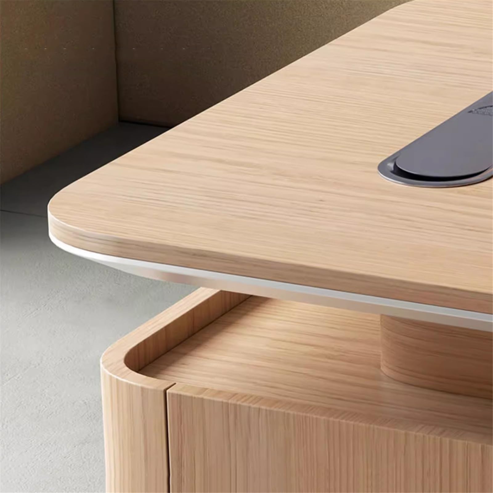 Escritorio de Oficina Escritorio de Oficina con 3 cajones, Mesa Estudio Madera, estación Trabajo Tomas Carga, Roble Natural Mesa para Juegos de portátil(S)