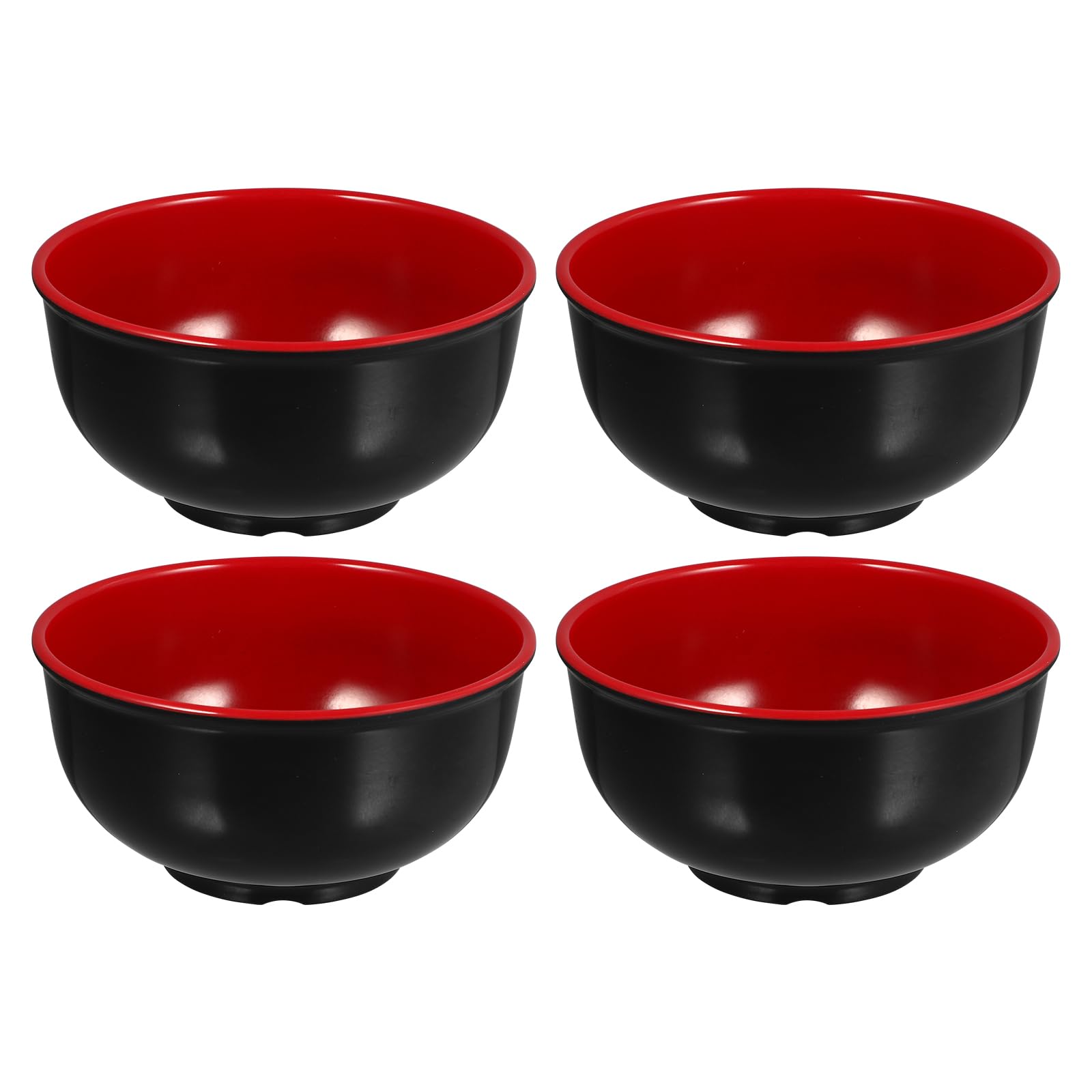 Hemoton 4 Stück Melamin Müslischalen, kleine Servierschüssel, 15,2 cm, unzerbrechliche große Müslischalen, Suppen-/Müslischalen für Suppe, Ramen, Müsli und mehr (Schwarz Rot)