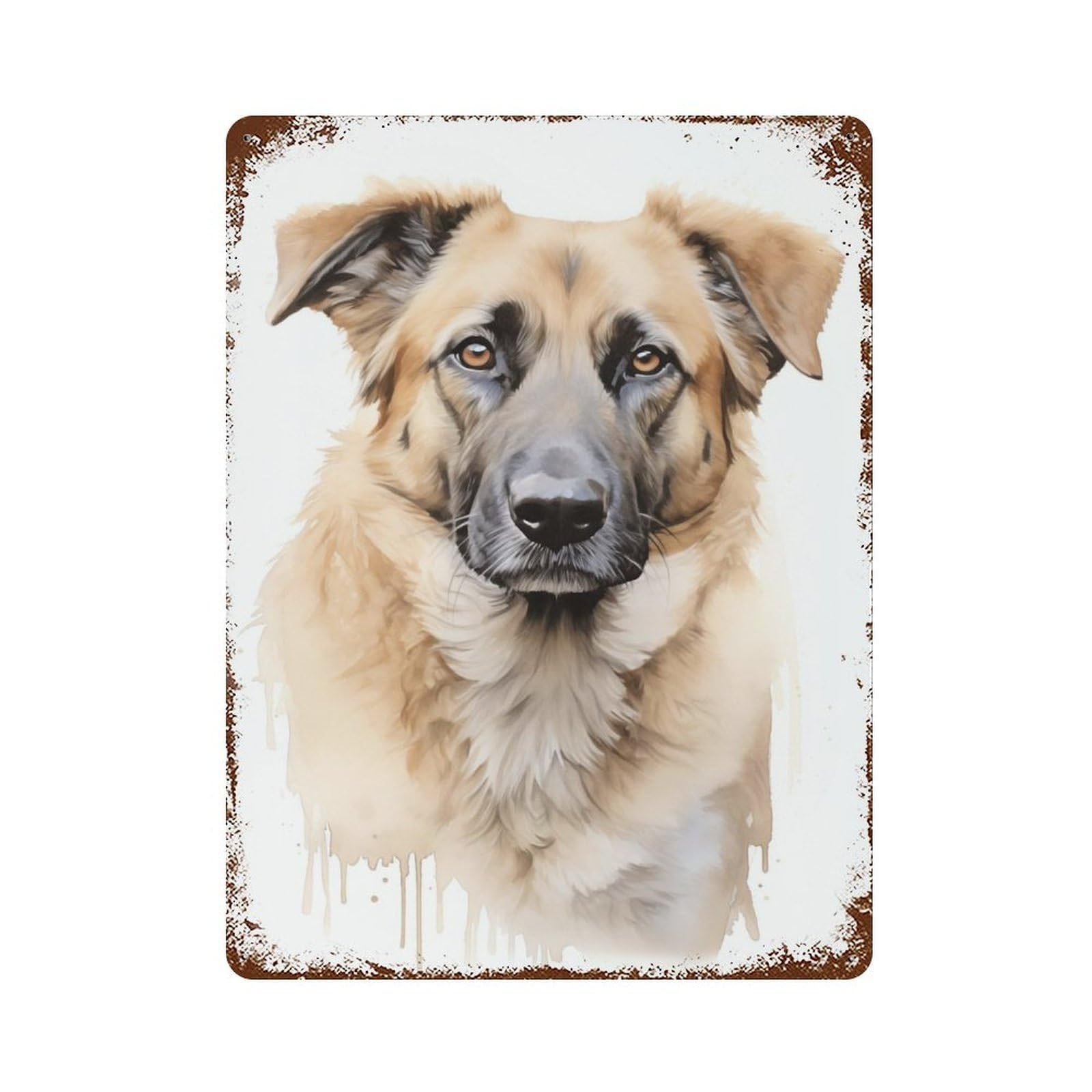 Anatolian Shepherd Dog Vintage Wall Sign 15.7"x11.8", Rust Effect Metal Decor for Basement, Hobby Room And Garage Decor