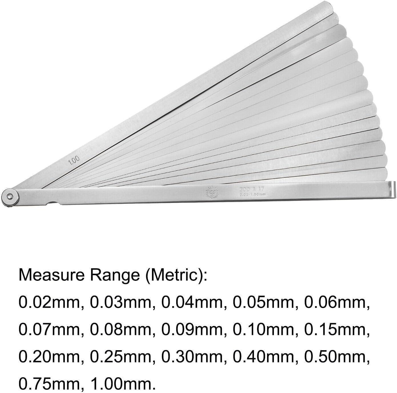 Toolparts And Accessories 17 Blades Feeler Gauge (0.02-1.0mm) Thickness 300mm Length Metric Measure Tool (#CN#130824-06000)