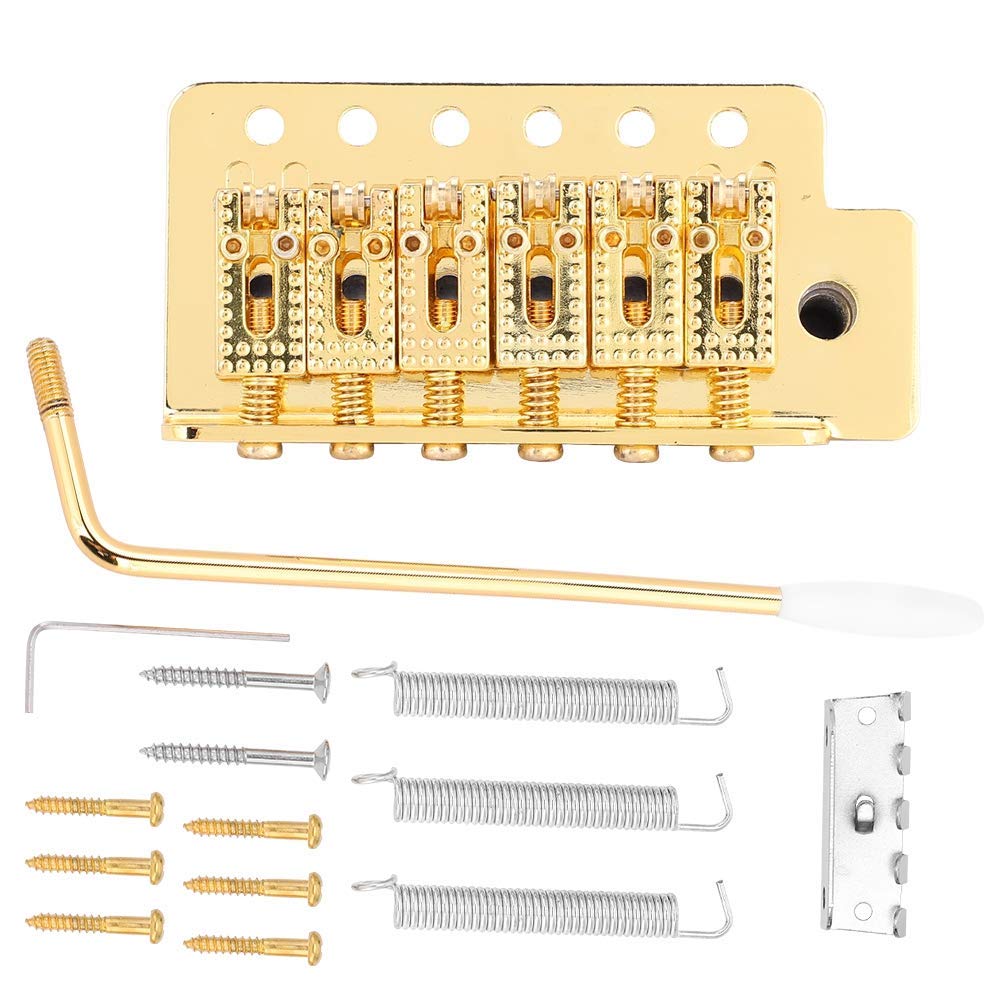 Excefore A Tremolo System Set, 6-String Guitar Tremolo Bridge with Roller Single Locking Vibrato Bridge Tension Springs Replacement Part for Electric Guitar