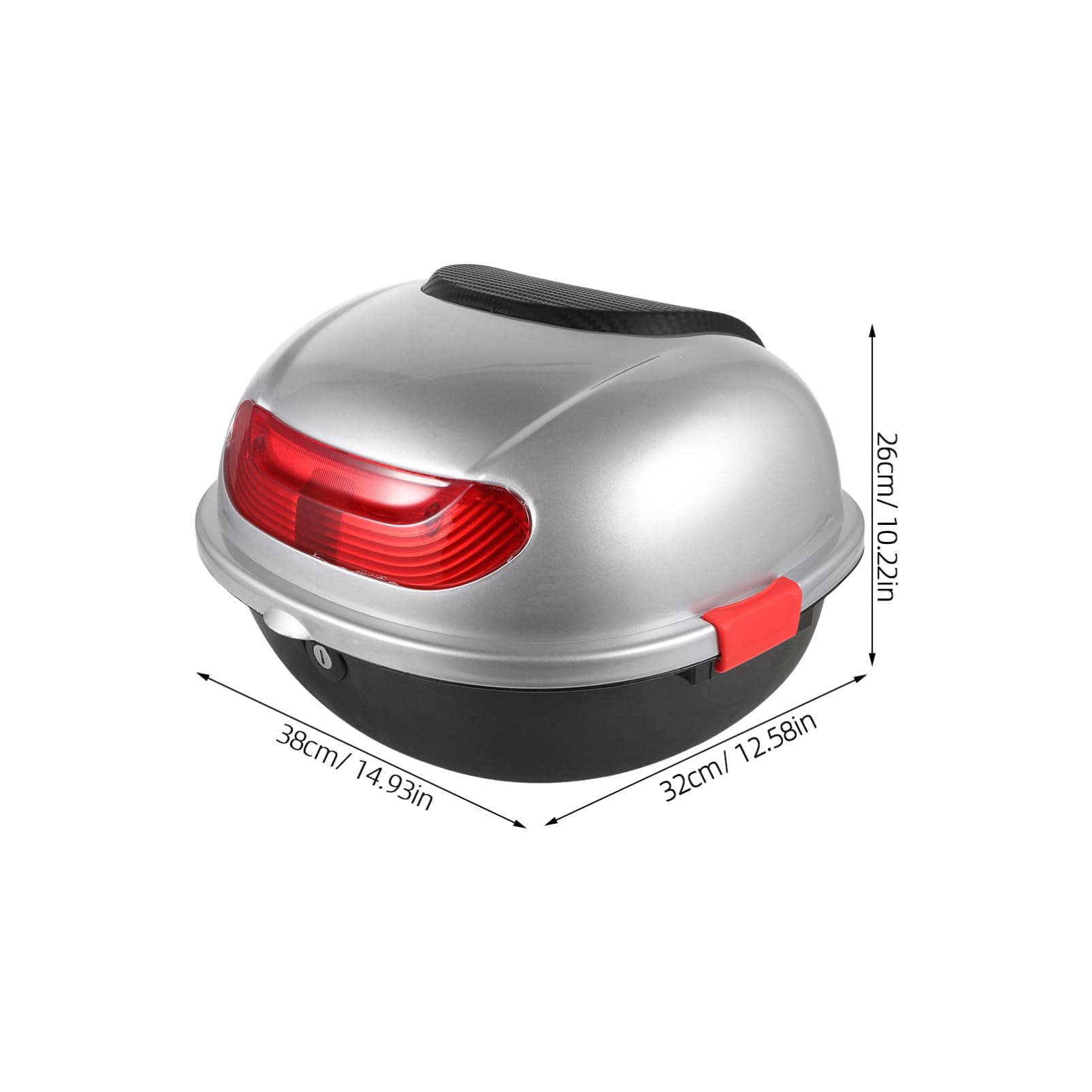 VOSAREA Coffre Arrière Moto Argenté Base et Sangles Grosse Boîte de Rangement Étanche pour Scooter Électrique Top Case Polyvalent pour Transport Bagages et Outils Moto