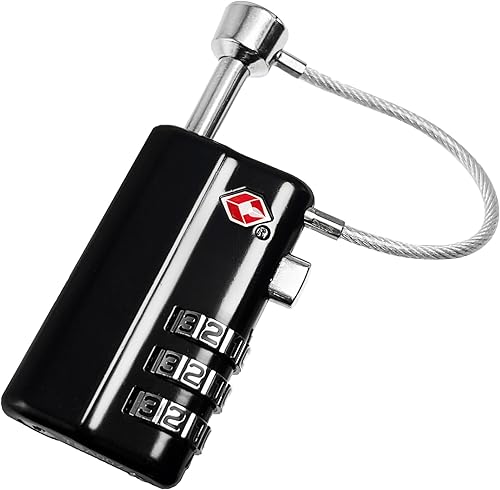 Miniatura 7 de Cerradura de caja de pistola aprobada por la TSA, cerraduras TSA para funda de pistola, cerraduras de cable duraderas resistentes a los cortes para