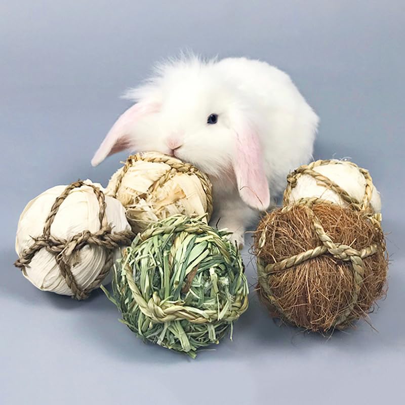 Juguete for hámster, Bola Trenzada for Masticar, for Conejillos de Indias, Conejos, hámsters, pequeños Animales, Juguete Interactivo for Masticar, 4 Piezas 001,Juguetes para hámster(3)