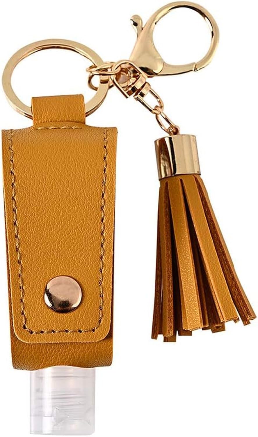 XIUNYIE Mini 30ml Empty Travel Bottle Keychain Hand Bottle Holder Refillable Squeeze Containers for Toiletry Shampoo Lotion Perfect for On-the-Go, Yellow