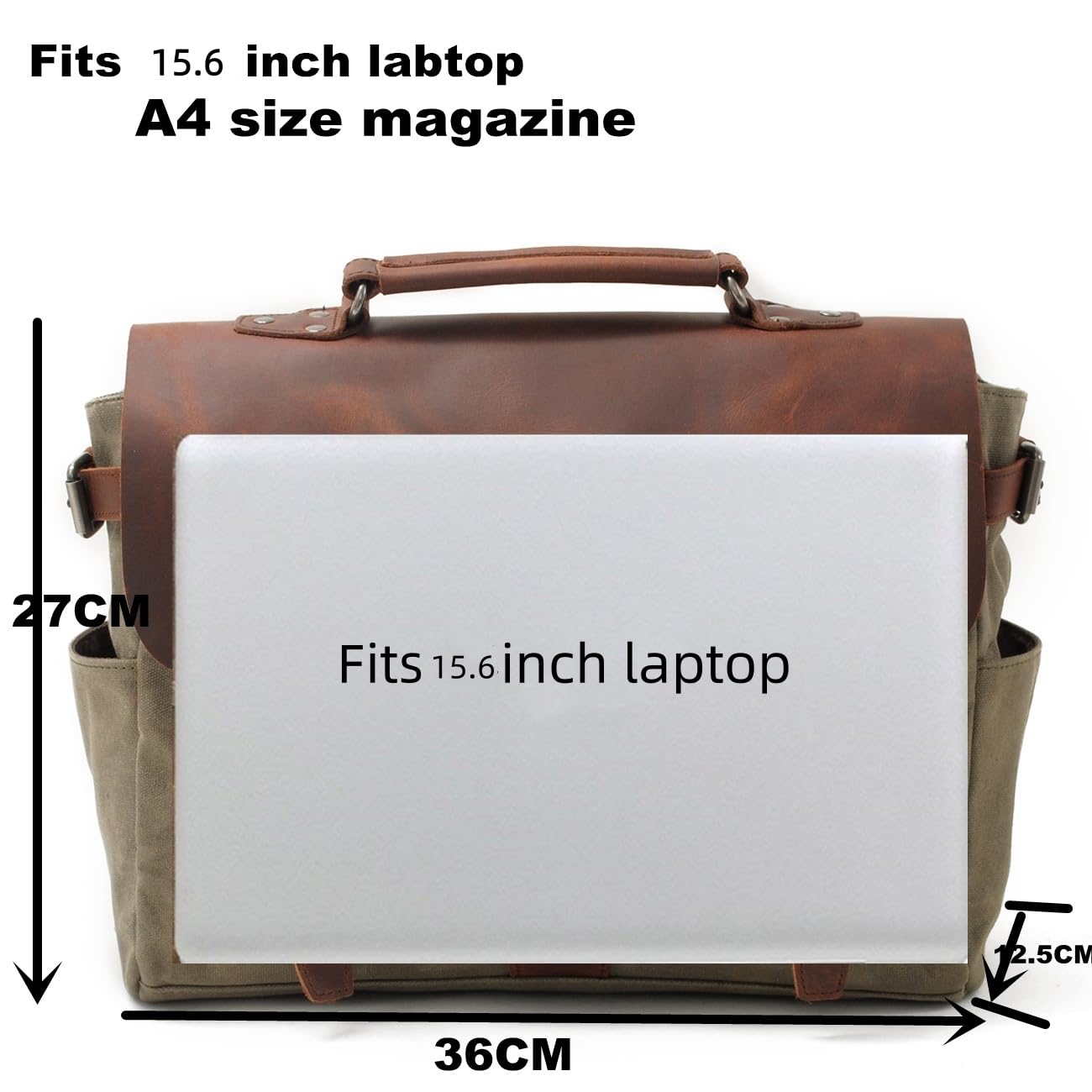 ordinateur de bureau chez mallette en cuir imperméables messager sac en toile collège 15.6inch aménagement vert de l'armée