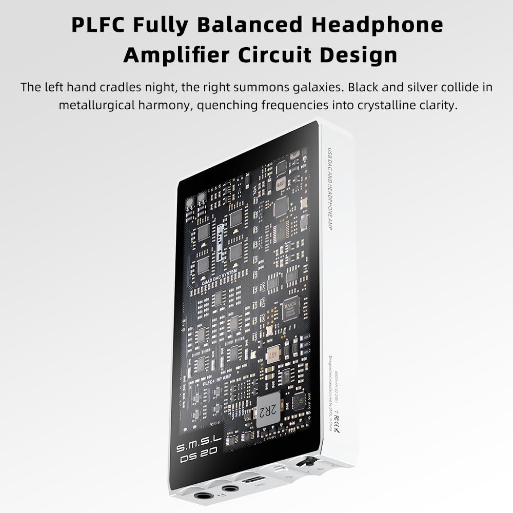 SMSL DS20 Amplificateur de casque DAC portable CS43131 Puce 32 bits/768 kHz 256DSD PLFC Décodeur magnétique USB 1.1 pour Switch et PS5 Amplificateur audio haute résolution MQA 3,5/4,4 mm Prise casque