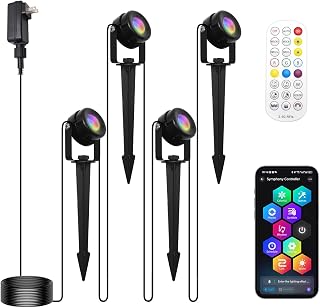 HISTAR RGB Landscape Lighting with Bluetooth App Control & Remote, Low Voltage Outdoor Spot Lights for Yard Garden Pathway Lawn Halloween Christmas Decor, 4 Pack