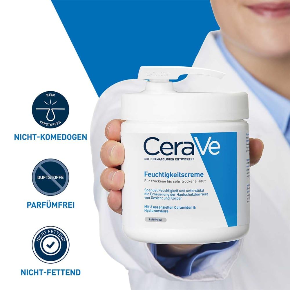 Crema Idratante CeraVe per Pelli da Secche a Molto Secche con Ceramidi e Acido Ialuronico - Flacone da 473 ml