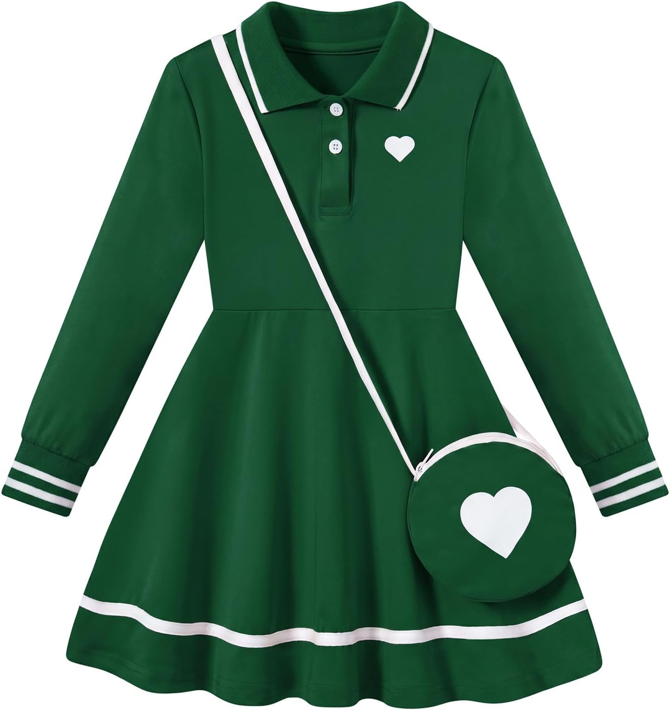 Move Dance Toddler Girls Dress Polo Uniform with Bag for Kids 2-7T