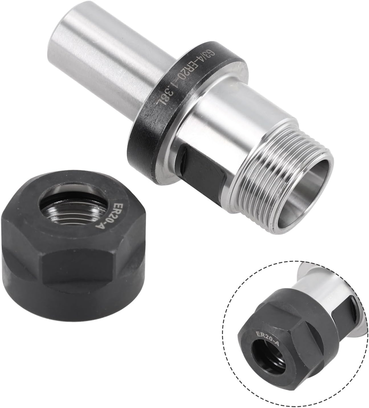 ER20 Collet Chuck Tool Holder, for T-TS 3/4 Inch Straight Shank, 1.38 Gage Length, Groove for ER20Chucks, Taper MillingChuck Holder Collet Chuck Tool-Holder Gauge CNC Workholding Accessory