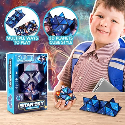 2 Packs Creative 3D Magic Cube, 2 in 1 Starry Sky Infinity Cube Speed Cube, Decompression Puzzle Fidget Toys for Kids and Adults - Ideal Gifts 4 61y2UcfVoCL. AC