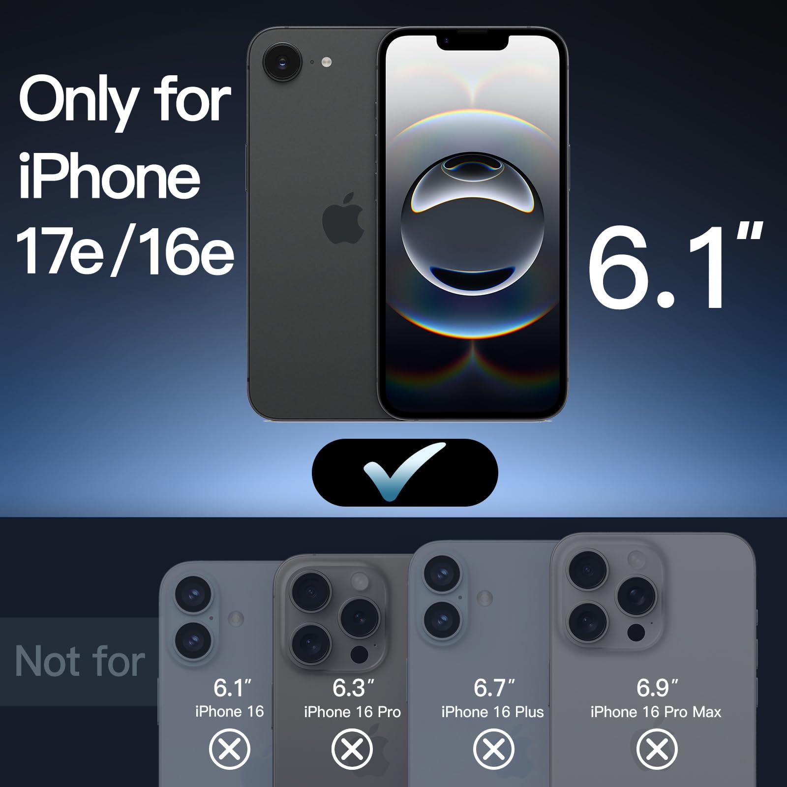 JETech Cover Opaca per iPhone 17e (2026) / iPhone 16e, Protezione Anticaduta Antiurto di Grado Militare, Custodia Cellulare Posteriore Glassata Traslucida, Anti-Impronte (Nero)