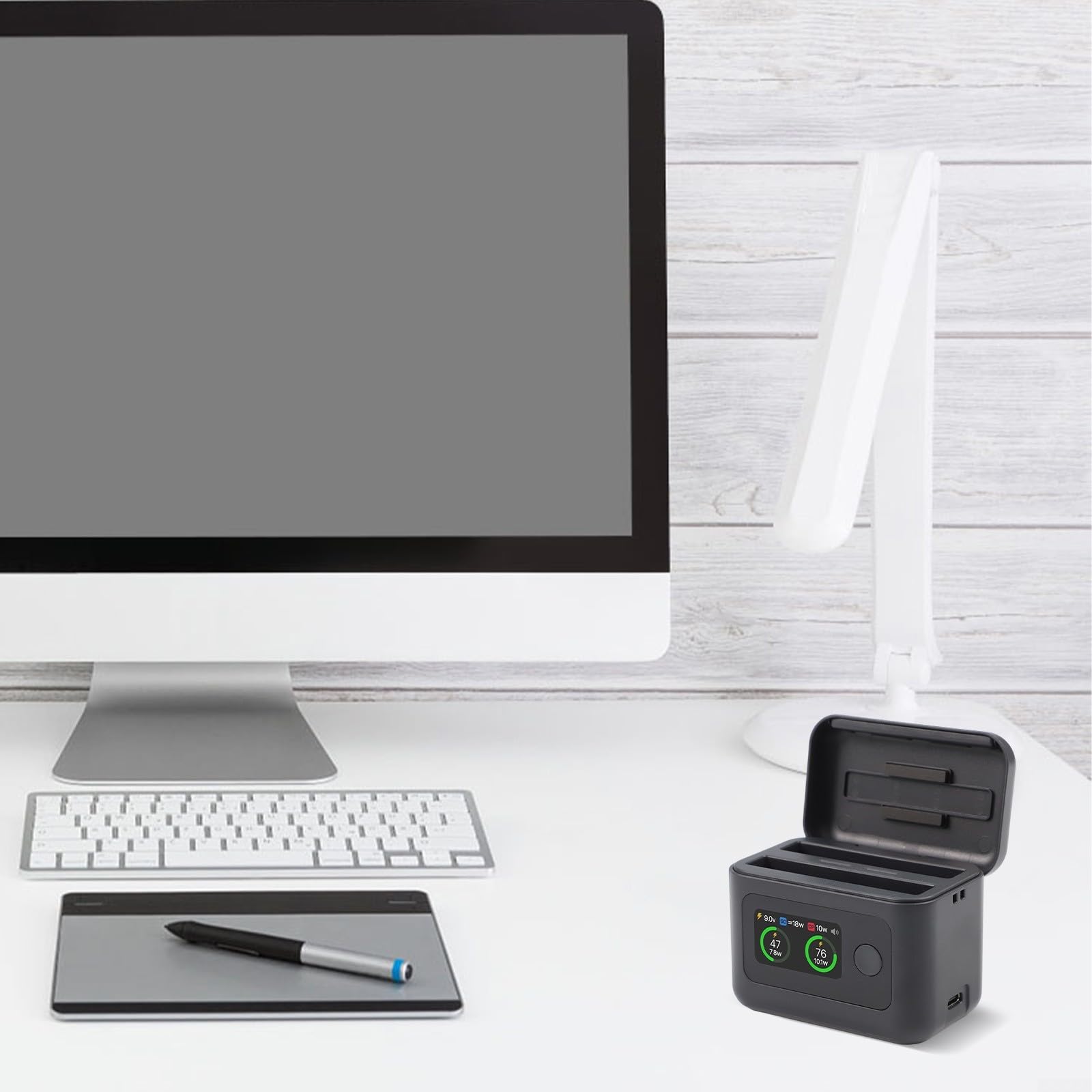 Estación de carga rápida con indicador LED para baterías Insta360 X5, 27 W, funda de carga inteligente con función bidireccional e indicador de estado en tiempo real, diseño compacto