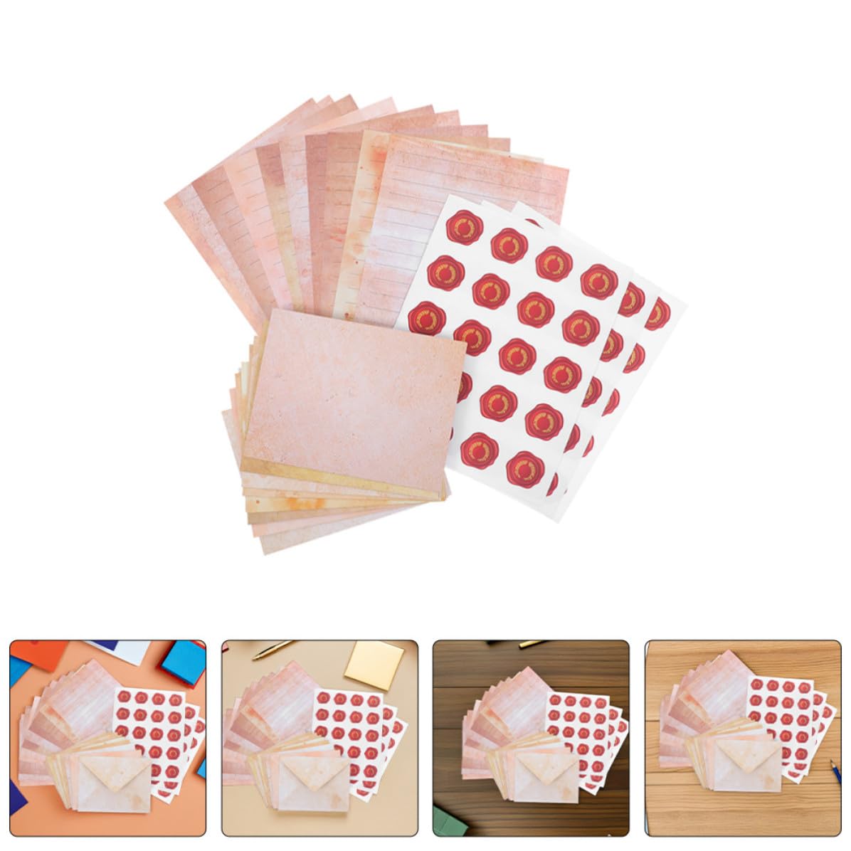 100 Sätze Briefpapier mit Umschlägen im Vintage Stil Retroinspiriertes Schreibwarenset mit Sticker Optimiertes Schreiblayout und Federfreies Schreiben für Handschriftliche
