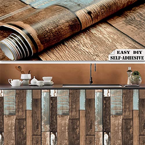 Image of FOKRIM Wooden Wallpaper for Walls (45x500cm)(Length 5-Meter) Sticker Wallpaper Peel and Stick Removable Self Adhesive Waterproof Wallpaper