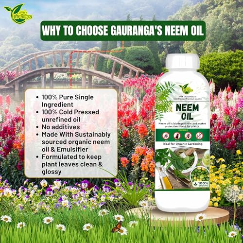 Image of Gauranga 100% Pure Organic Cold Pressed Water Soluble Neem Oil Concentrate| Natural Insect Pest Control & Fungicide for Plants Garden Agriculture For Indoor Outdoor Plants (500 Milliliter)