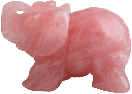 Miniatura 2 de mookaitedecor Bundle - 2 artículos: Estatua de escultura de elefante de cristal de cuarzo rosa y figura de cristal de Buda feliz para la decoración