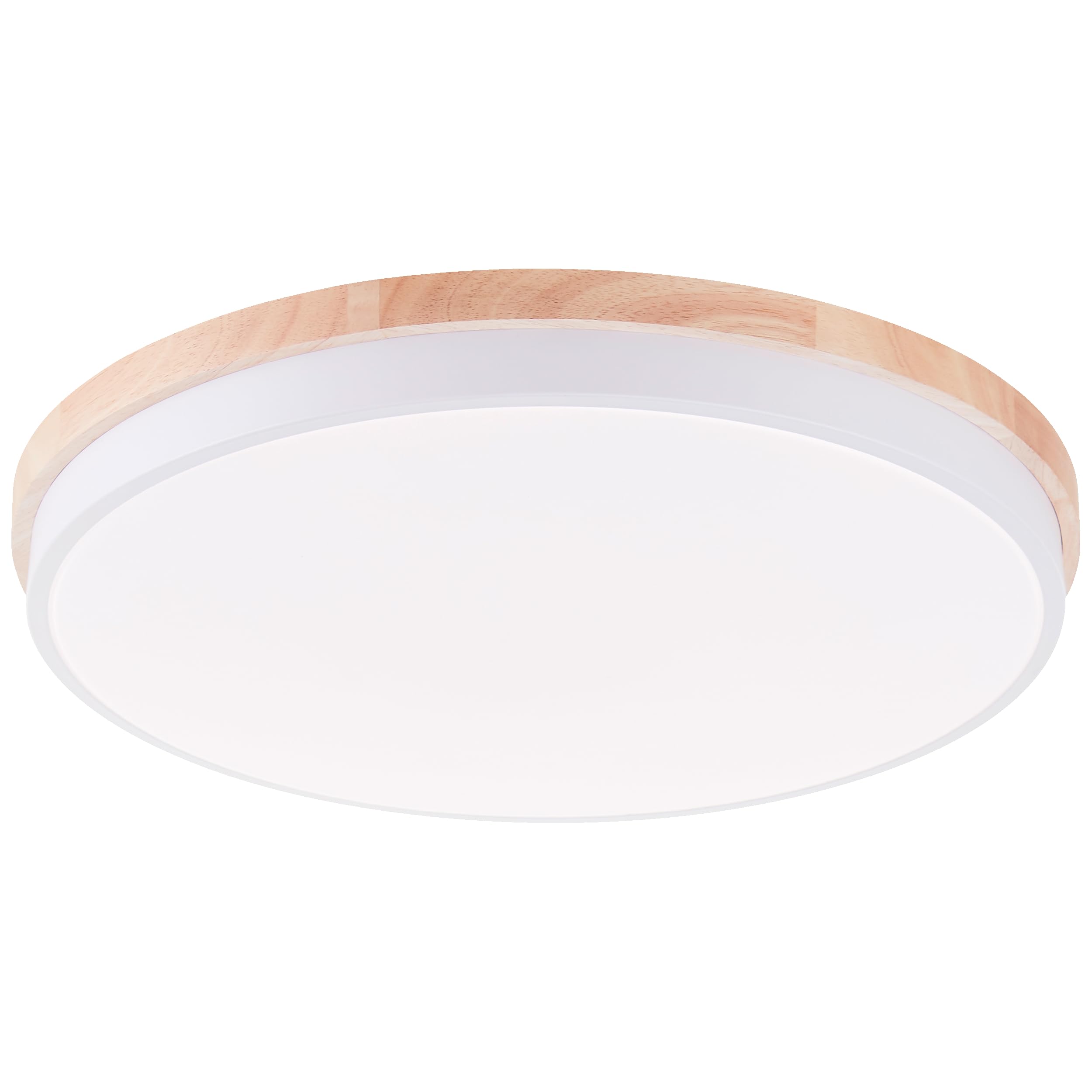 Aplique y plafón LED brillante con mando a distancia y CCT (3000 K - 6500 K) y marco de madera marrón claro de árbol de caucho | Ø 50 cm | 36 W | 4500 lm | fabricado en/plástico/metal/madera