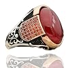 Agate Aqeeq Men Ring, Men Silver Ring 925, Red Aqeeq Ring Men, Turkish Ring Man, Ring With Stone, Gemstone Ring For Men