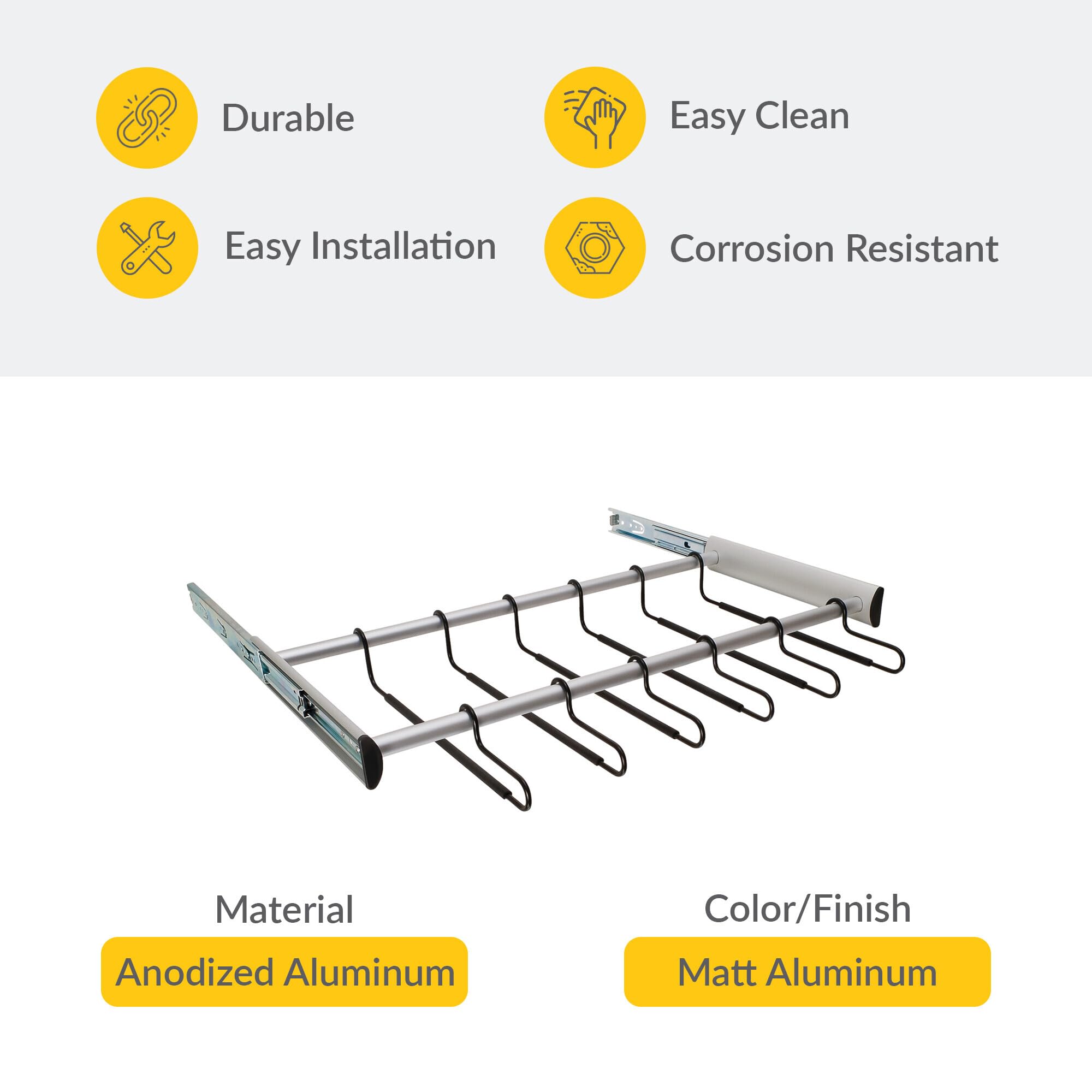 Brixwell QIMN-002 Hanger Pants Rack Pull Out Matt Aluminum Finish