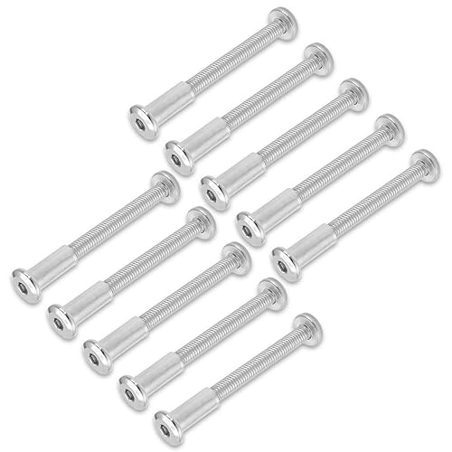 Vista 85 de 10 pares (20 piezas) M6 x 0.630 in Tornillo hexagonal con llave Allen, pernos de conector plateados para muebles, tornillos avellanados M6, tuercas