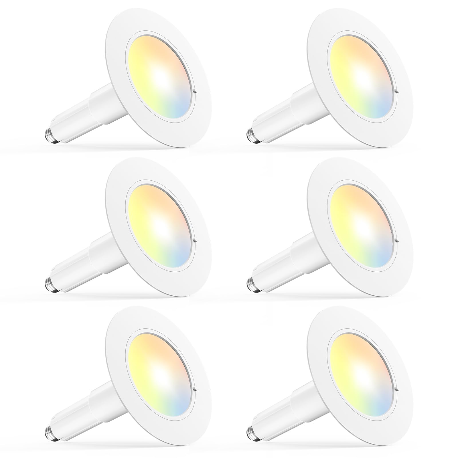 amico 5/6 inch 5cct led recessed lighting 6 pack, 12w=100w, 950lm adjustable can lights, 2700k/3000k/4000k/5000k/6000k selectable, dimmable, ic & damp rated, retrofit installation - etl & fcc