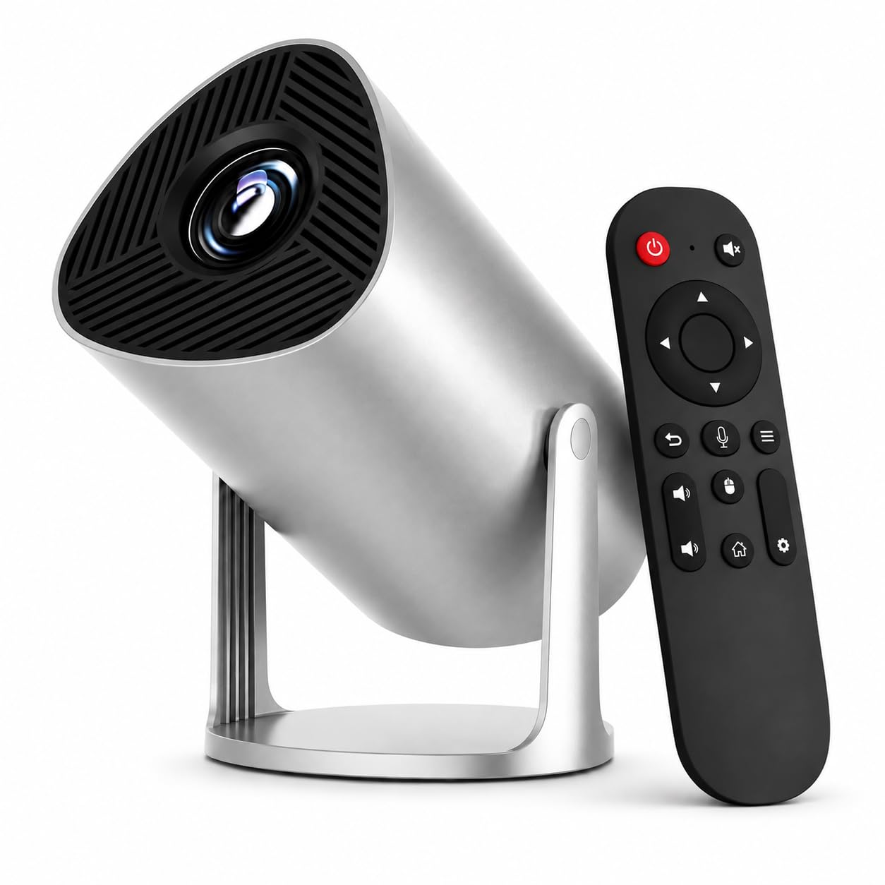 technoview smart led projector | android, 1080p support | ott apps support | auto keystone, wifi/bt, hdmi, cast, native 720p hd(silver)