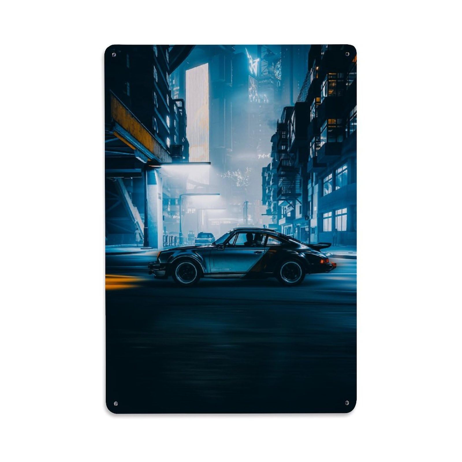 Racing Vintage Punk Style 911 930 Turbo Retro Track Culture Metal Tin Sign Plaque Wall Decor for Cafe, Man Cave, Club Bar, Office, Home Garden Round Metal Poster 8x12Inch