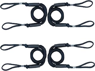 Bungee Dock Lines for Boat Shock Absorb Dock Tie Mooring Rope Boat Accessories 4-5.5 ft Black of 2 Pack (Black 4 Pack)