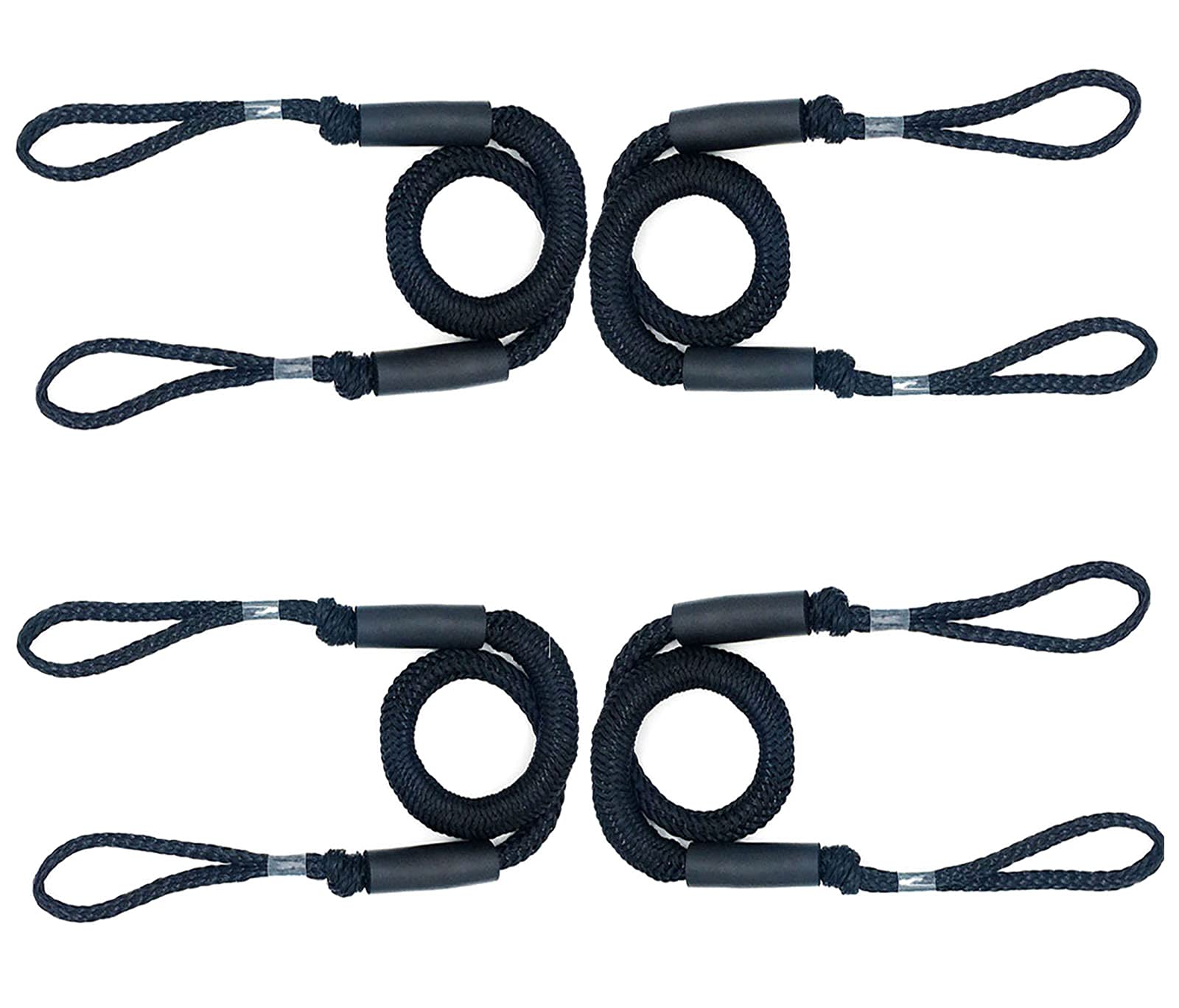 DockMoorBungee Boat Dock Lines Pack of 4 Mooring Rope Boat Accessories Docking Lines for Boats Kayak, Jet Ski, Pontoon, Canoe, Power Boat WaveRunner