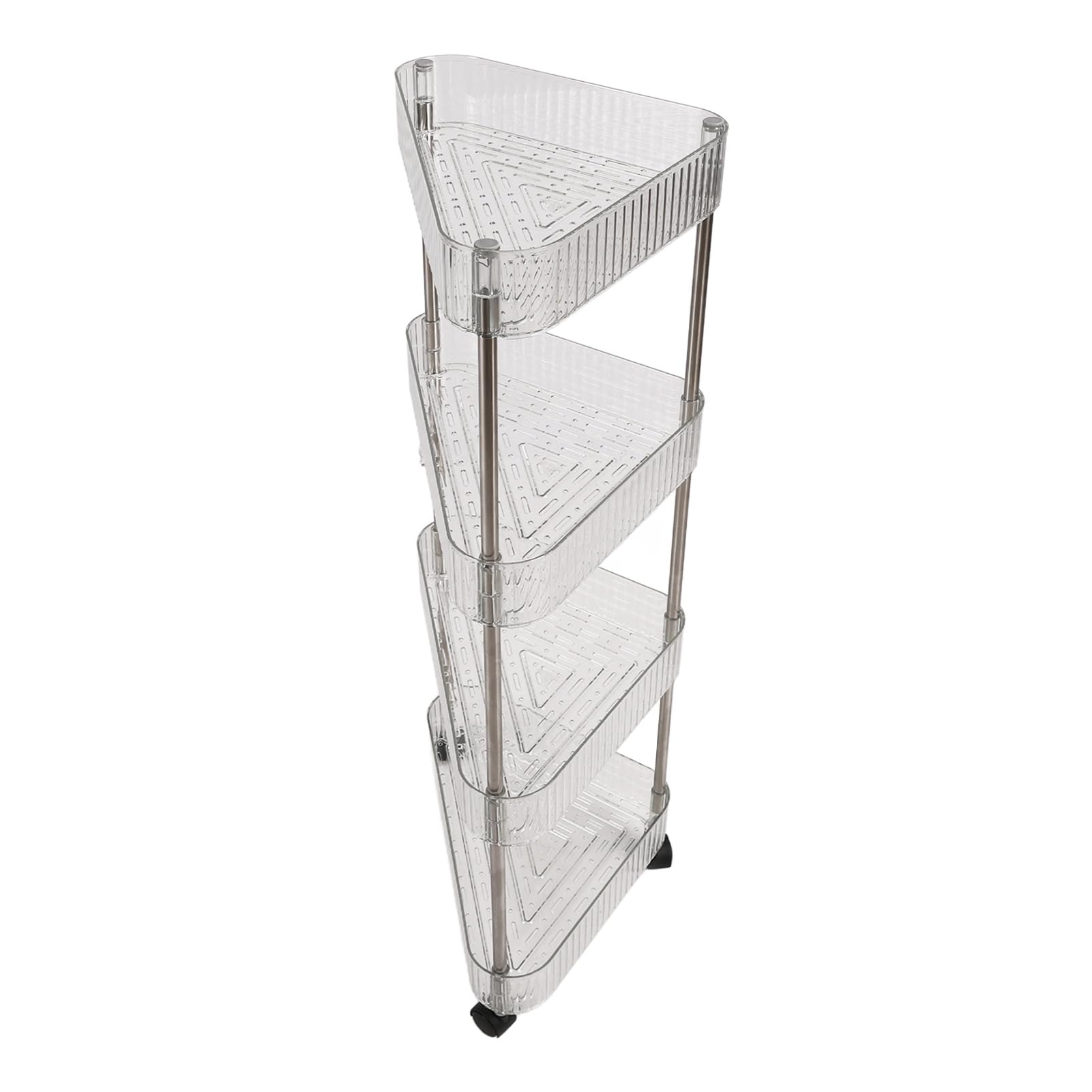 Jiawu Organizador de Carrito Rodante para bebé con Ruedas, Carrito de Almacenamiento de Pañales Transparente de 4 Niveles Fácil de Montar para Guardería, Organizador de Baño para Pañales y Artículos