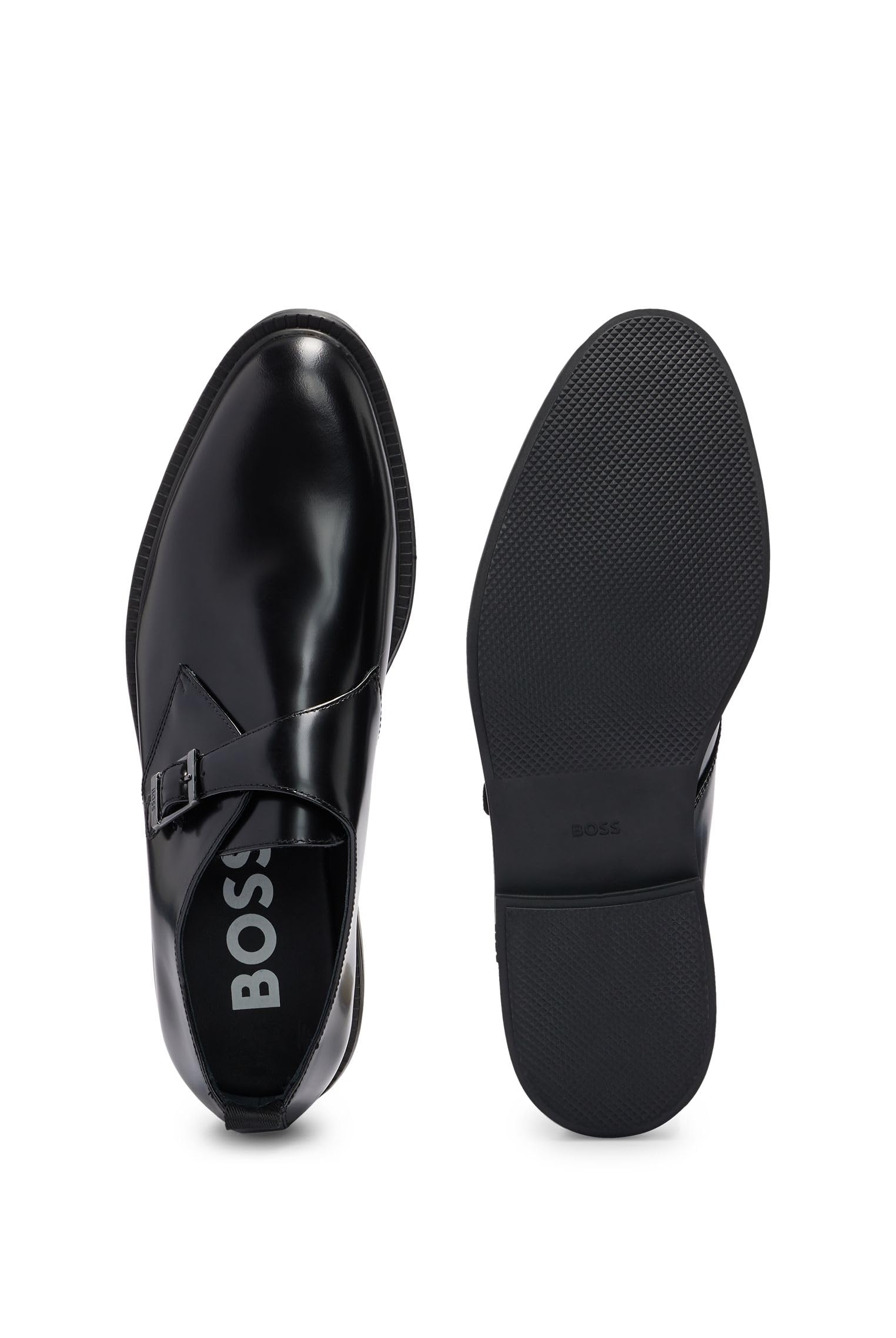 BOSS Herren Larry Monk Monkstraps aus gebürstetem Leder mit einem Riemen Größe