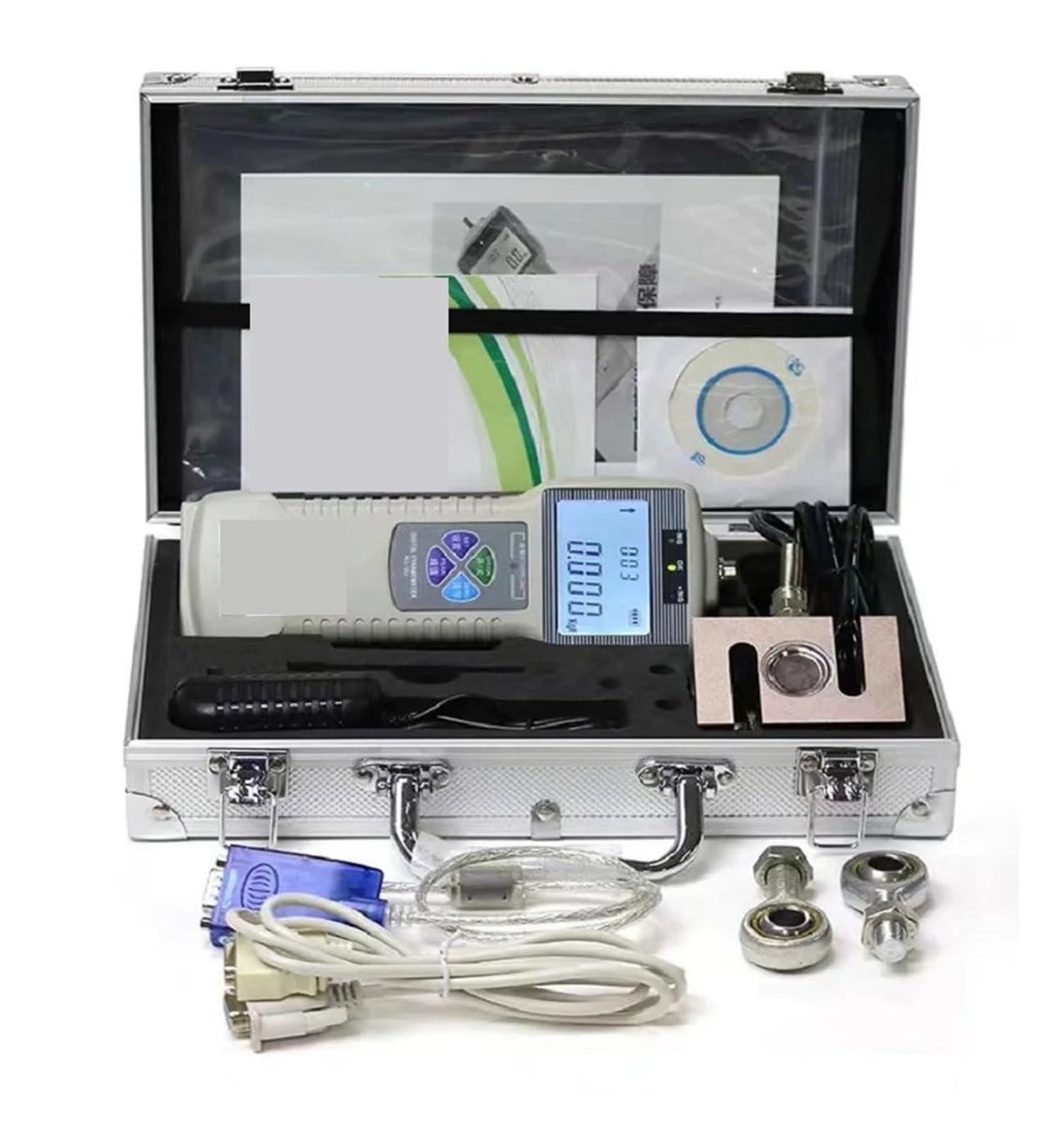 Jauge de tension numérique DS2 100 N-5 KN, mesureur force push-pull externe for essais destructifs et compression en laboratoire Avec conversion d'unités multiples(5000N)