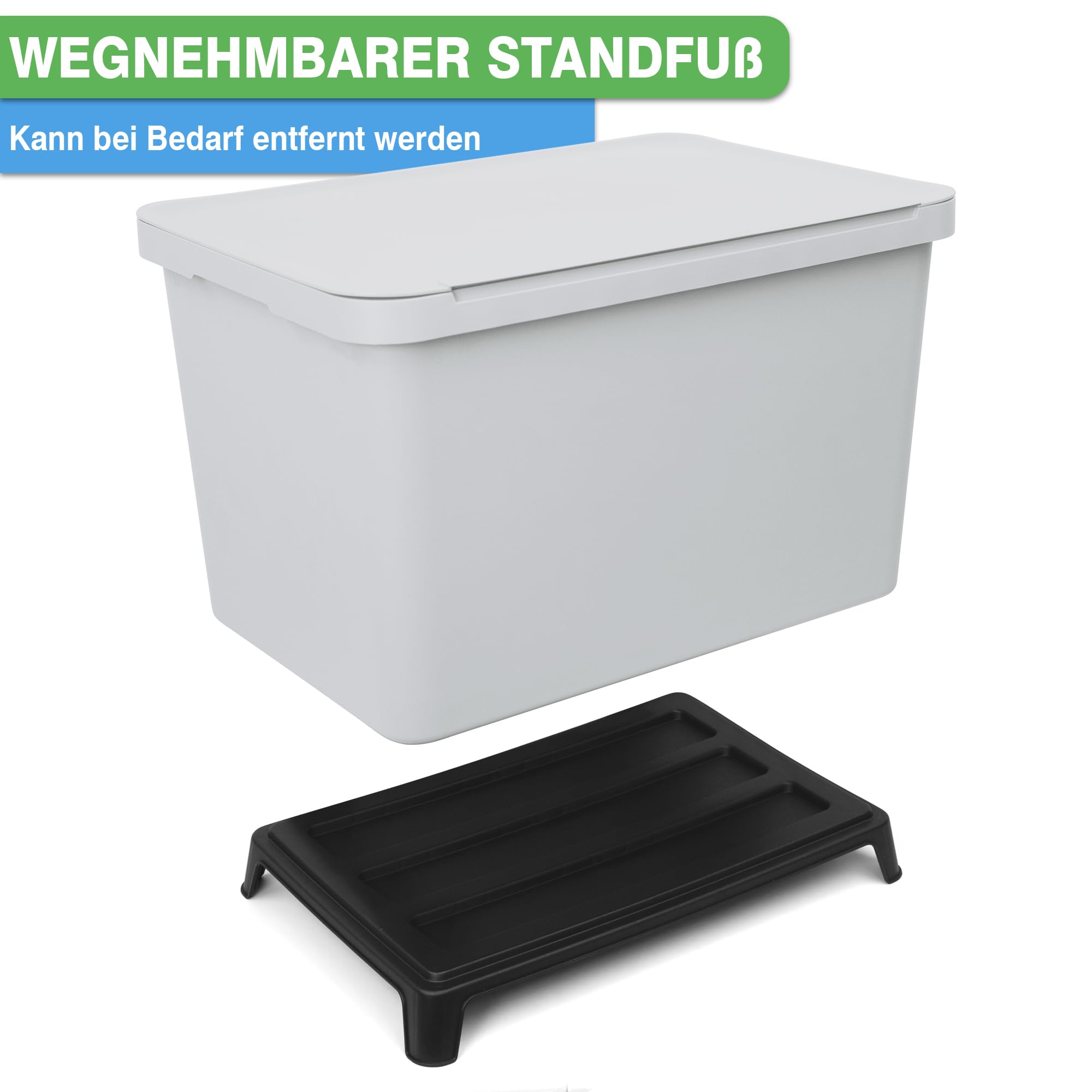 YourCasa® Cubo de basura con 4 compartimentos [40 L] en diseño exclusivo sistema de separación de basura, cubo de basura para cocina con 4 cubos extraíbles de 10 l (gris claro, 40 litros)