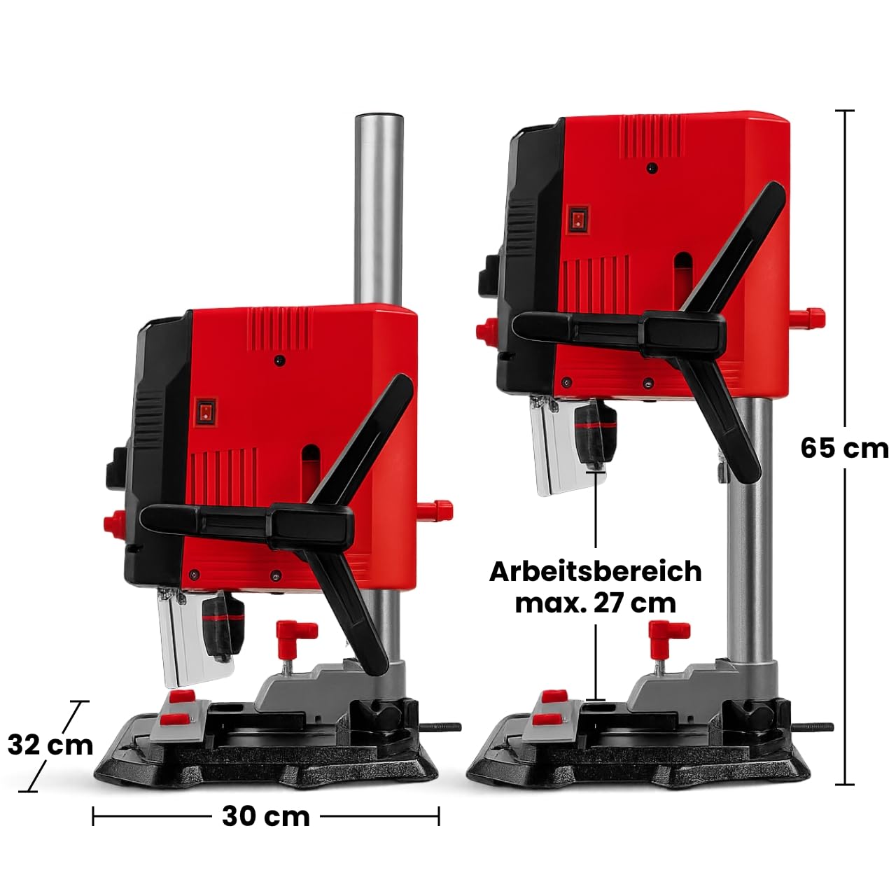 WALTER Tischbohrmaschine 900 W mit Laserführung und LCD-Anzeige, 6 Drehzahlstufen, 40 mm Bohrtiefe in Holz, 13 mm in Stahl, massiver Gusseisentisch, für Heimwerker und Werkstatt