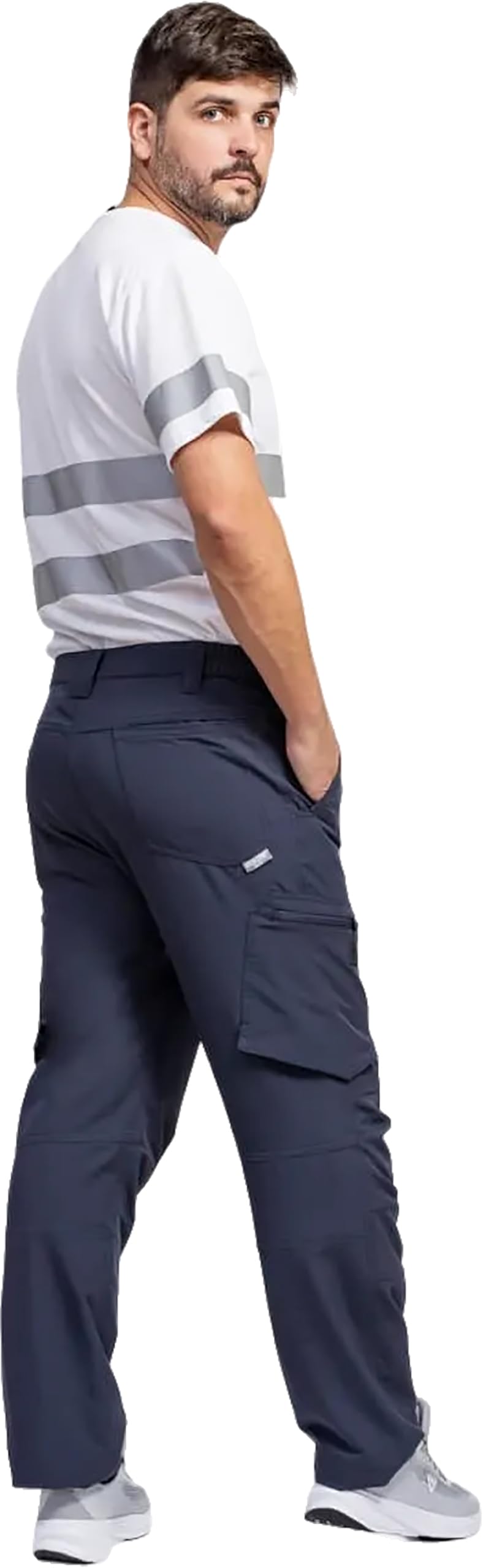 WORKTEAM Pantalón Elástico Slim Fit, Ideal para Trabajo, Tiempo Libre, Senderismo, con Triple Costura, Multibolsillos, Cintura Elástica, Ropa de Trabajo Resistente. Unisex