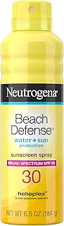 Neutrogena Beach Defense Sunscreen Spray SPF 30, Hawaii Reef Act 104 Compliant, Octinoxate & Oxybenzone Free, Broad Spectrum, Fast Absorbing & Lightweight, Face and Body Sunscreen, 6.5 Oz