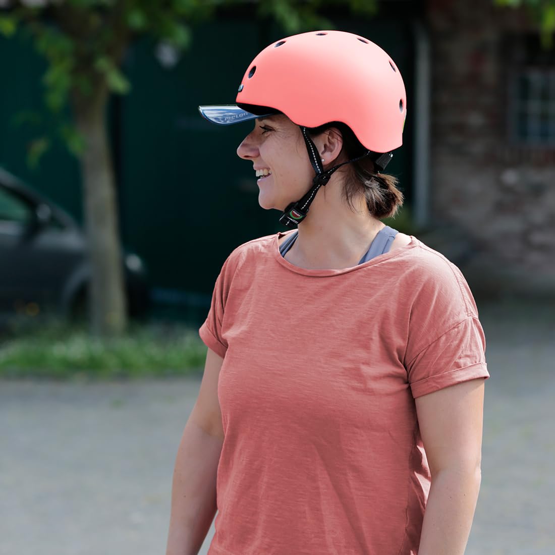 Melon »Miami« Leichter und Cooler Fahrradhelm für Damen, Herren und Kinder mit maximalem Schutz Größe XL-XXL (52-58 cm) Lachsfarben Pastell Einfarbig