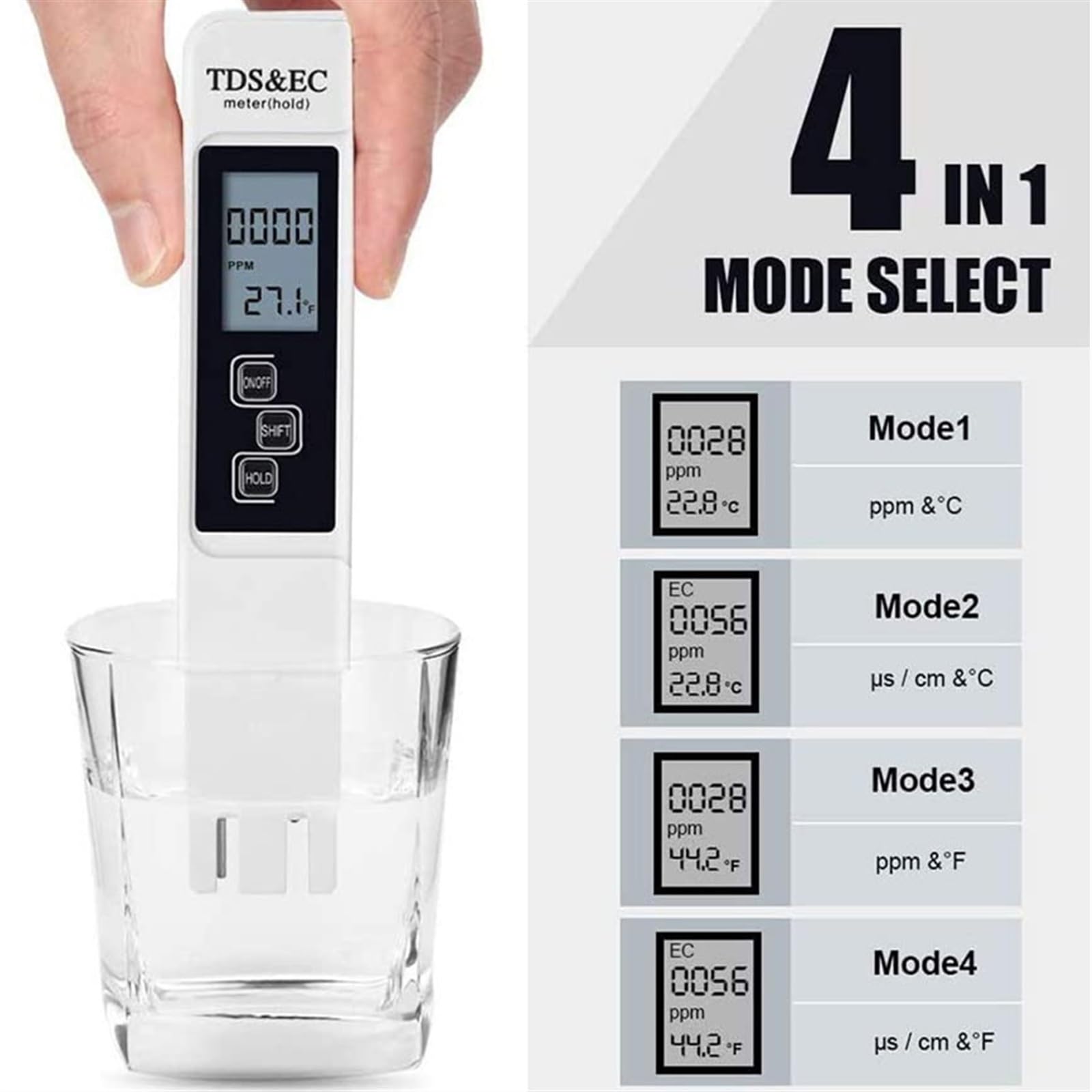 Amazon.co.jp: TDS測定器、 3 で 1 水テスター TDS EC メーター温度