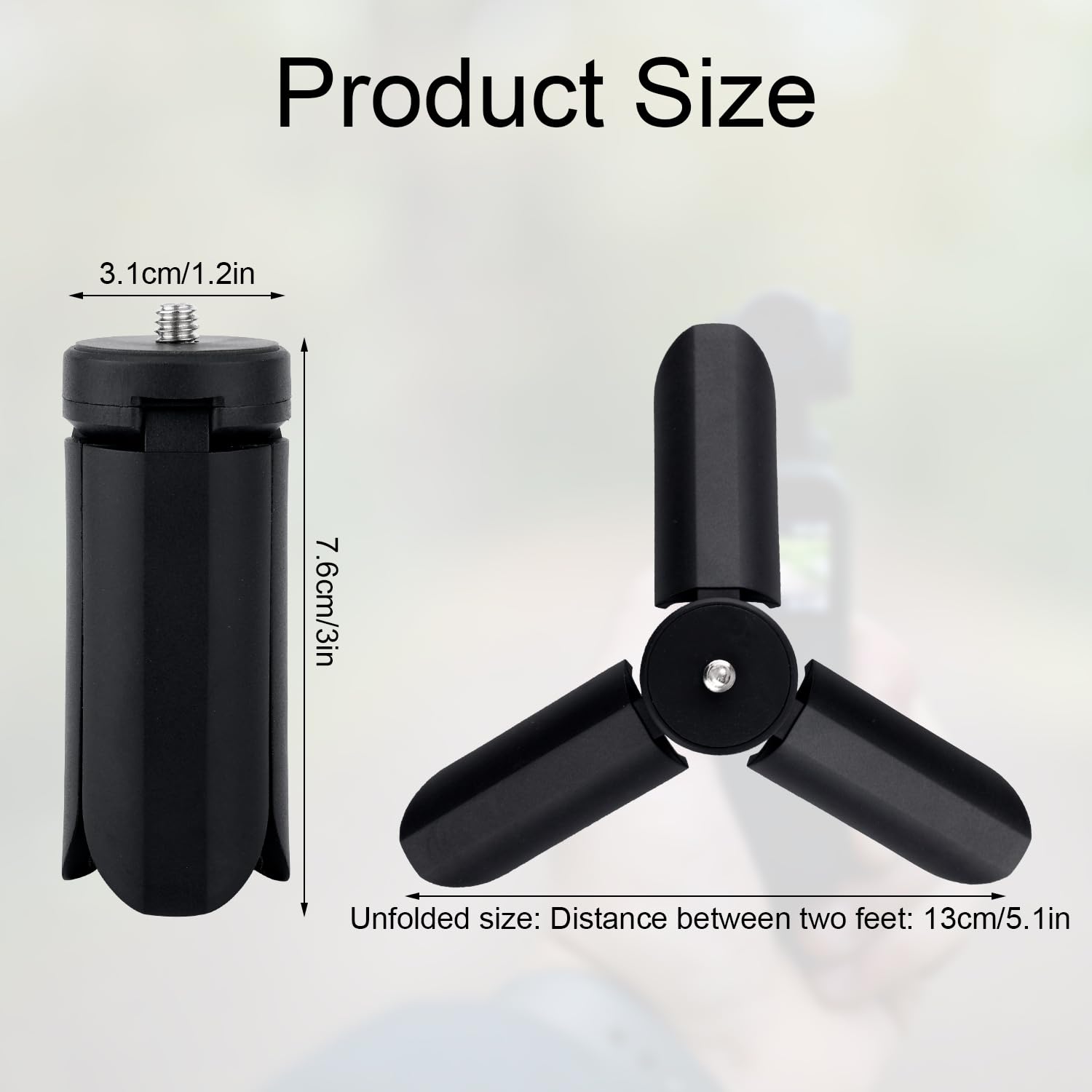 BOXOB Mini Treppiede per DJI Osmo Pocket 3 e 2, Treppiede Portatile Tavolo con Supporto Leggero Selfie Impugnatura Comoda Accessori Pratici per Dispositivi Digitali(Nero)