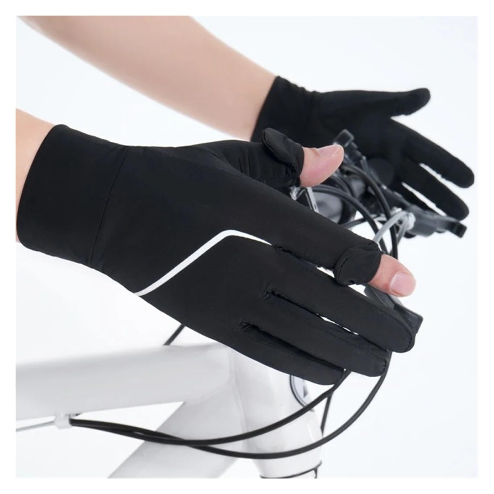 Generico Guanti touchscreen a dito intero, guanti in seta ghiacciata con protezione solare for guida e ciclismo
