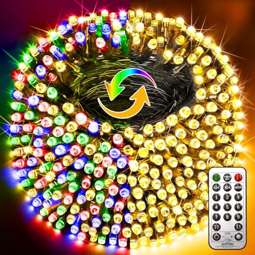 1000 LED Christmas Lights 403FT Color Changing Outdoor String Lights with Remote 11 Modes & Timer Fairy Light Plug in Waterproof Fairy Lights for Xmas Yard Tree Wedding Party(Warm White to Multicolor) 1000 LED Christmas Lights 403FT Color Changing Outdoor String Lights with Remote 11 Modes & Timer Fairy Light Plug in Waterproof Fairy Lights for Xmas Yard Tree Wedding Party(Warm White to Multicolor)